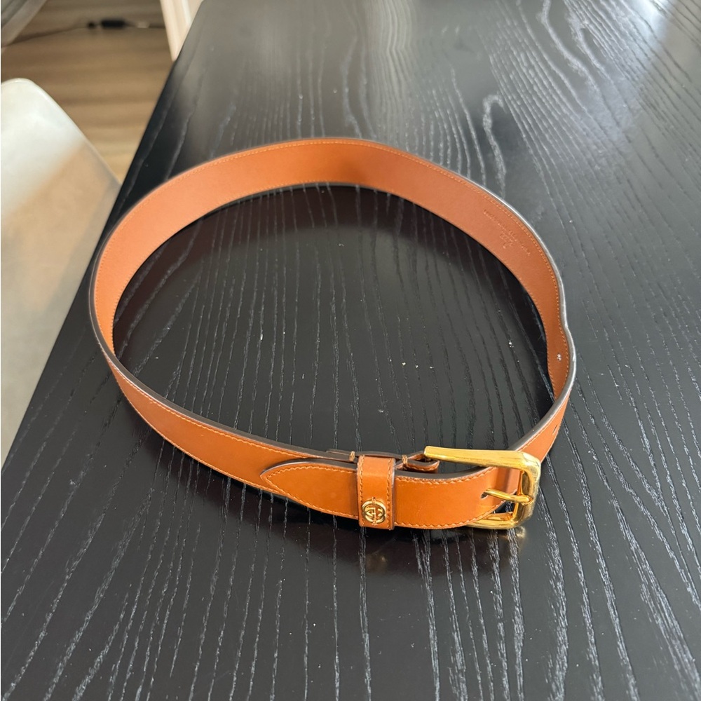 Gucci Brown Leather Belt with Gold Buckle